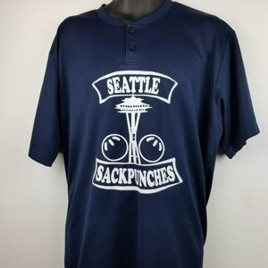 Seattle Sackpunches Baseball Henley Shirt Crew